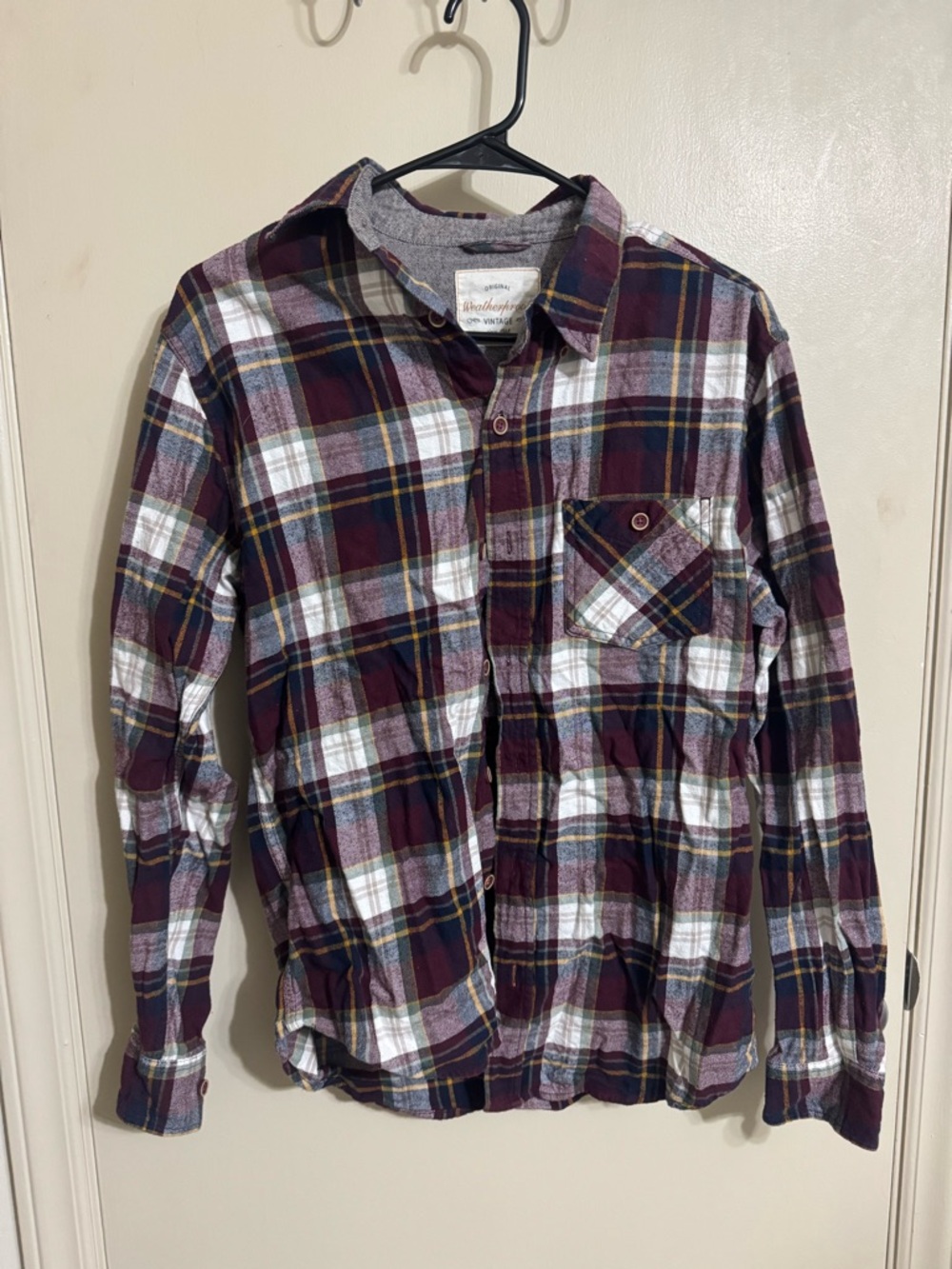 Weatherproof Men's Burgundy Plaid Button-Down Shirt